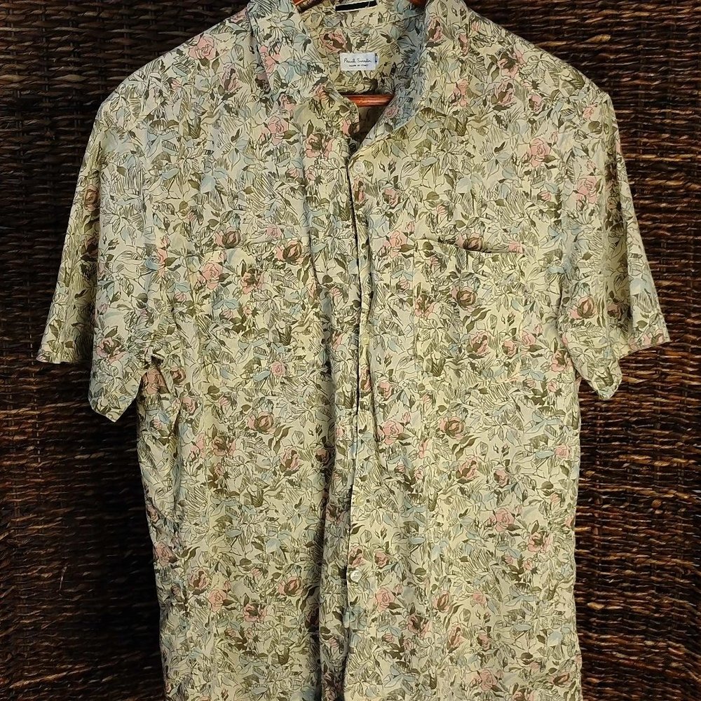 Paul Smith Short Sleeve Floral Button Up Made In Italy Large